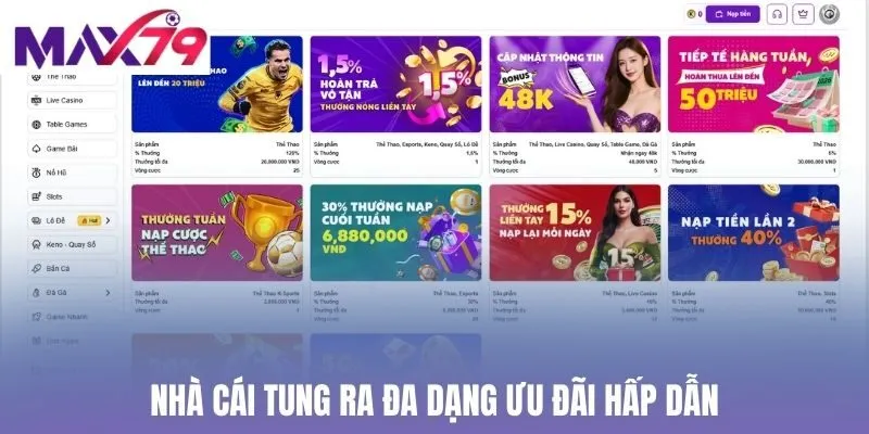 Nhà cái tung ra đa dạng ưu đãi hấp dẫn